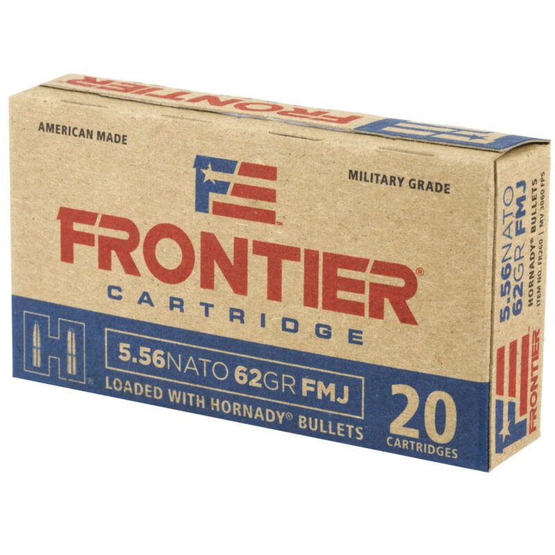HORNADY FRONTIER 5.56NATO 62GR FMJ 20RD BX 500RD CASE - Image 2