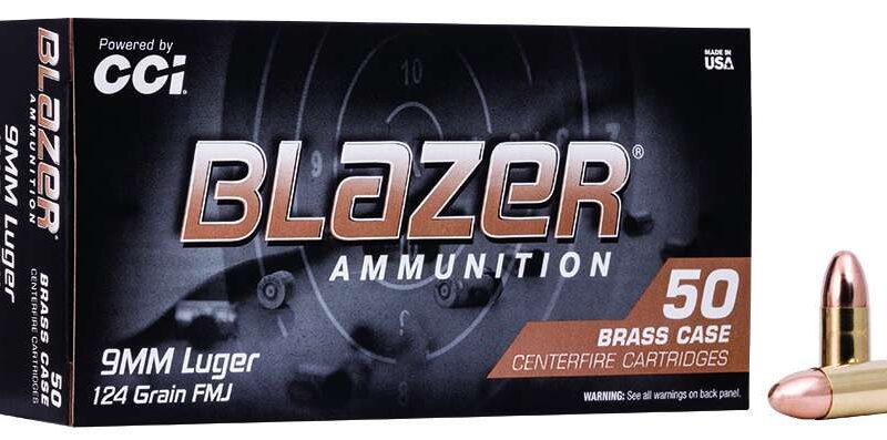 CCI 9MM LUGER 124GR FMJ BLAZER BRASS 50 RD/BX 20 BX/CS