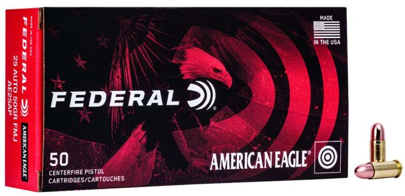 FEDERAL 25 AUTO 50GR FMJ 50 RD/BX 20 BX/CS