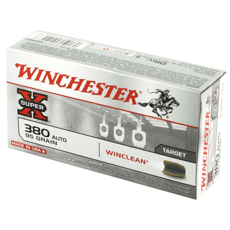WINCHESTER SUPER X WINCLEAN TRGT 380ACP 95G FMJ 50RD BX 500RD CASE - Image 2