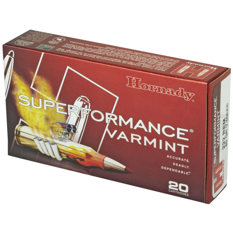 HORNADY SUPERFORMANCE VARMINT 222REM 50G VMAX 20RD BX 200RD CASE - Image 2