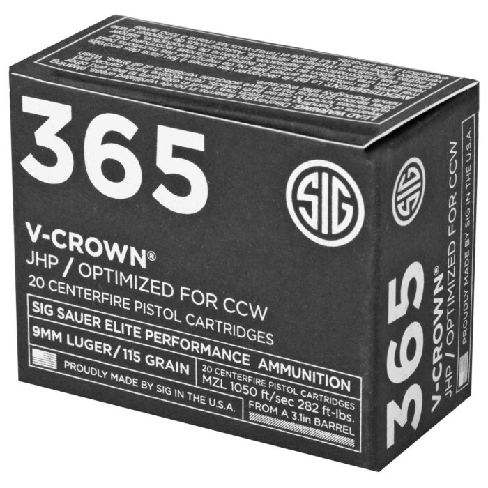 SIG SAUER V-CROWN 365 9MM 115GR ELTE VCRWN 20RD BX 200RD CASE - Image 2