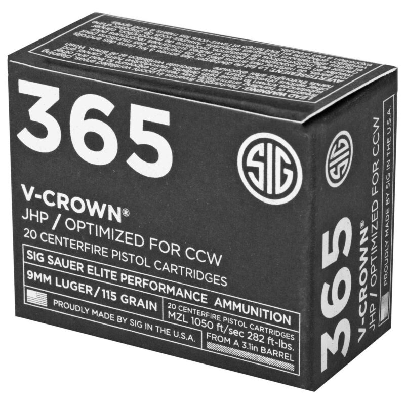 SIG SAUER V-CROWN 365 9MM 115GR ELTE VCRWN 20RD BX 200RD CASE - Image 2