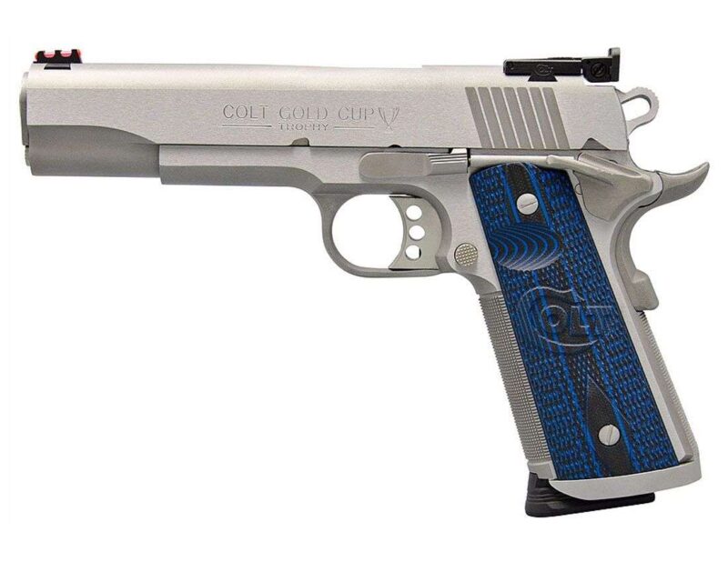 COLT 1911 GOLD CUP TROPHY 45ACP STS BLUE GRIPS 5" 8+1 - Image 3