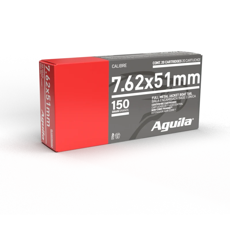 AGUILA 7.62 X 51MM 150GR FMJBT 20RD BX 25 BXS PER CS