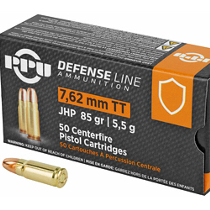PPU DEF 7.62 TOKAREV 85GR JHP 50RD BOX 10 BOXES PER CASE