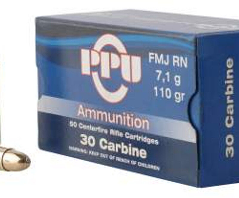 PPU 30 CARBINE FMJ 110GR 50RD BOX 10 BOXES PER CASE