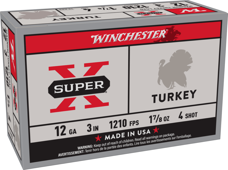 WINCHESTER SUPER X TURKEY 12GA 3" 1-7/8OZ #4 1210FPS 10RDS BX 100RD CASE