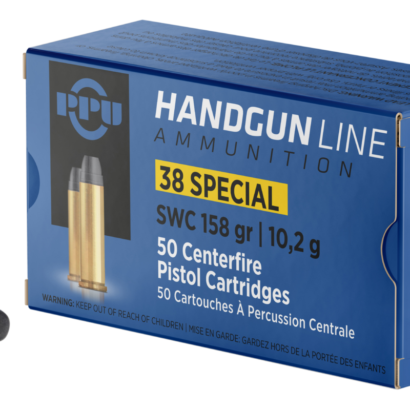 PPU .38 SPECIAL SW 158GR 50RD BOX 10 BOXES PER CASE