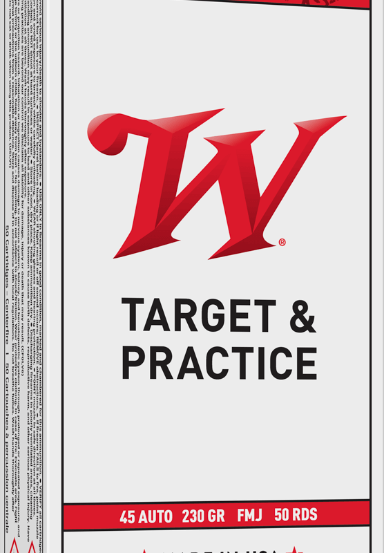 WINCHESTER USA WHITE BOX 45ACP 230GR FMJ 50RD BX 500RD CASE