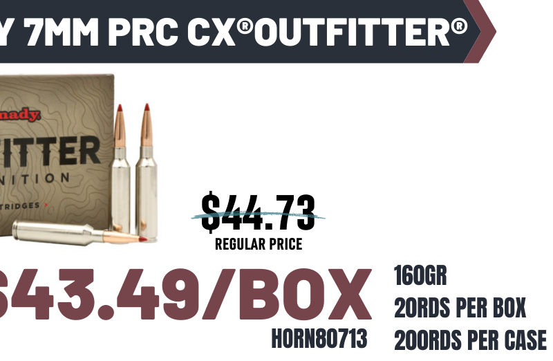 HORNADY CX OUTFITTER 7MM PRC 160G 20RD BX 200RD CASE