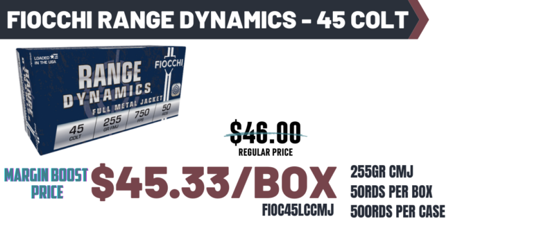 FIOCCHI 45 COLT 255G CMJ 50RD BX 500RD CASE