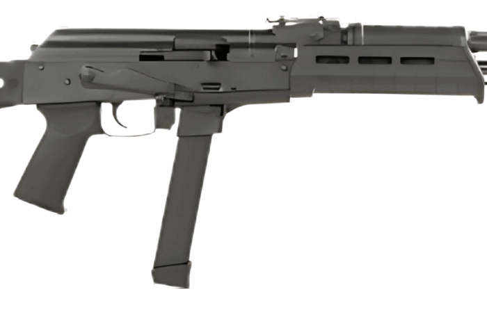CENTURY ARMS WASR MC10 9MM RIFLE 17.5" BLACK, TRIANGLE STOCK, 1-33RD GLOCK MAG