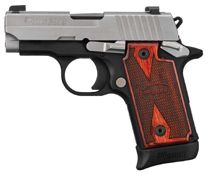 SIG SAUER P238 TWO TONE 380ACP 2.7" STS/BLK WALNUT GRIPS 1-6RD 1-7RD MAG