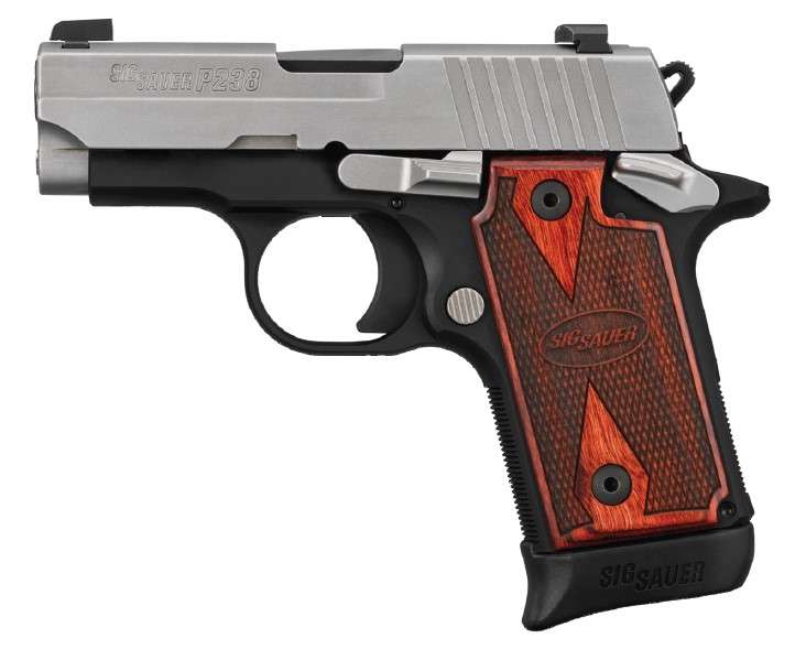 SIG SAUER P238 TWO TONE 380ACP 2.7" STS/BLK WALNUT GRIPS 1-6RD 1-7RD MAG