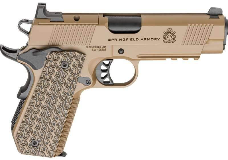 SPRINGFIELD ARMORY TRP AOS 1911 FDE 4.25" 45ACP W/ CARRY CUT & RAIL 2-8RD