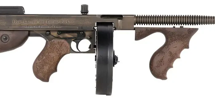 THOMPS BONNIE & CLYDE 1927A-1 DELUXE 45ACP RFL ENGRAVED WALNUT 20RD STICK/50RD DRUM