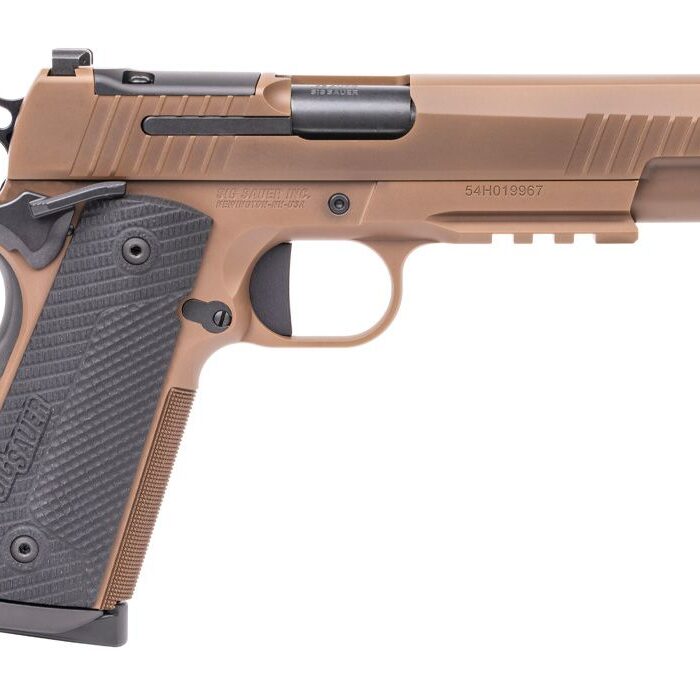 SIG SAUER 1911 X SERIES 45ACP 5" COYOTE TAN G10 GRIP, OPTIC RDY, 2-8RD