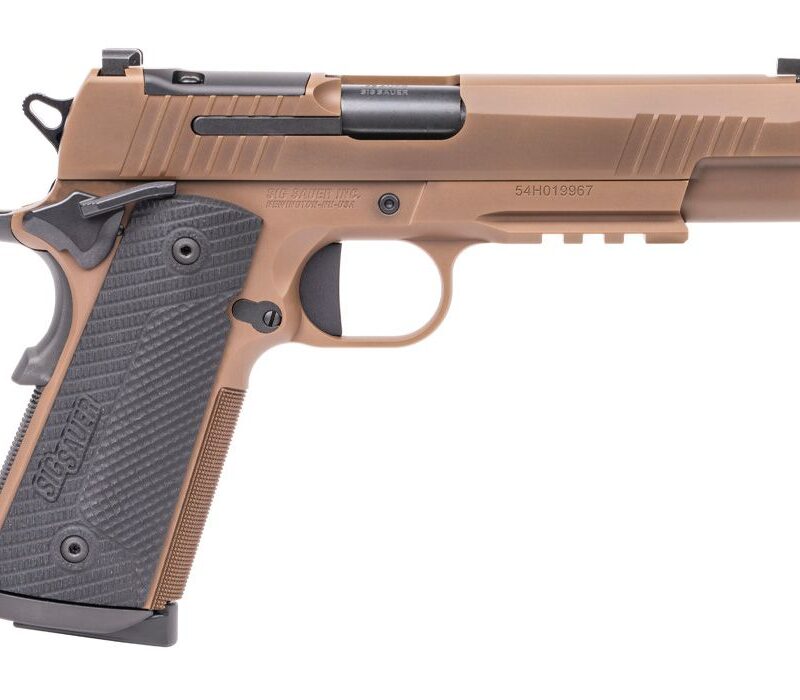 SIG SAUER 1911 X SERIES 45ACP 5" COYOTE TAN G10 GRIP, OPTIC RDY, 2-8RD