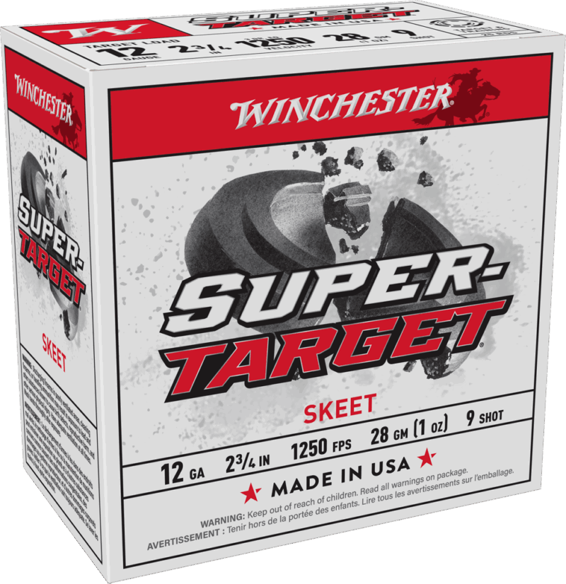 WINCHESTER SUPER TARGET 12GA 2-3/4" #9 1OZ 1250FPS 25RDS BX 250RD CASE