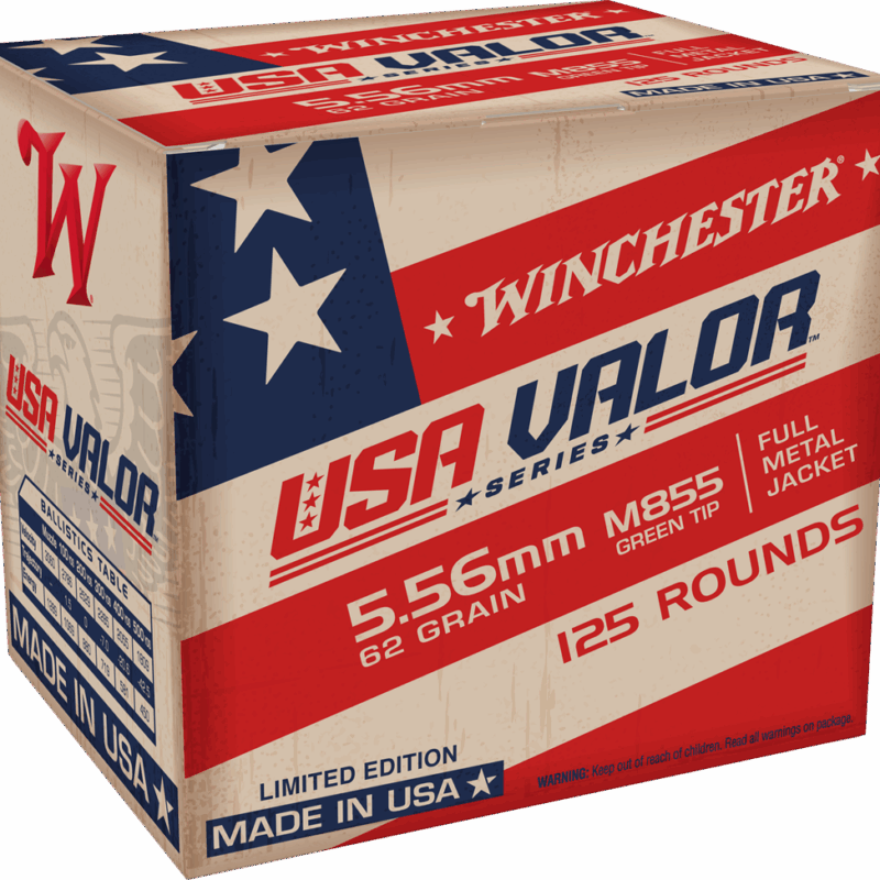 USA VALOR M855 5.56 62G FMJ GRN TIP
