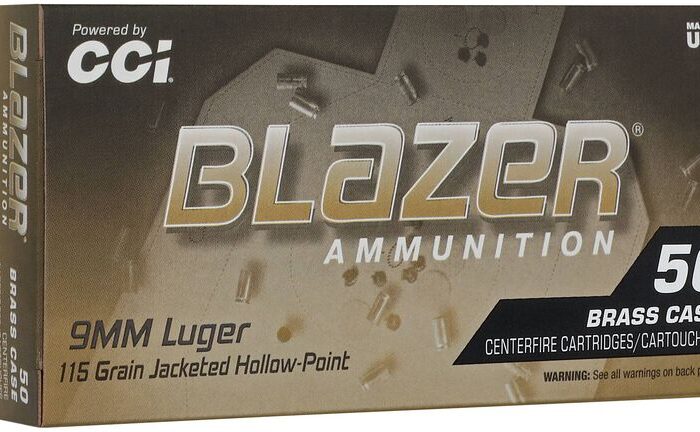 CCI 9MM LUGER 115GR BLAZER BRASS JHP 50 RD/BX 10 BX/CS