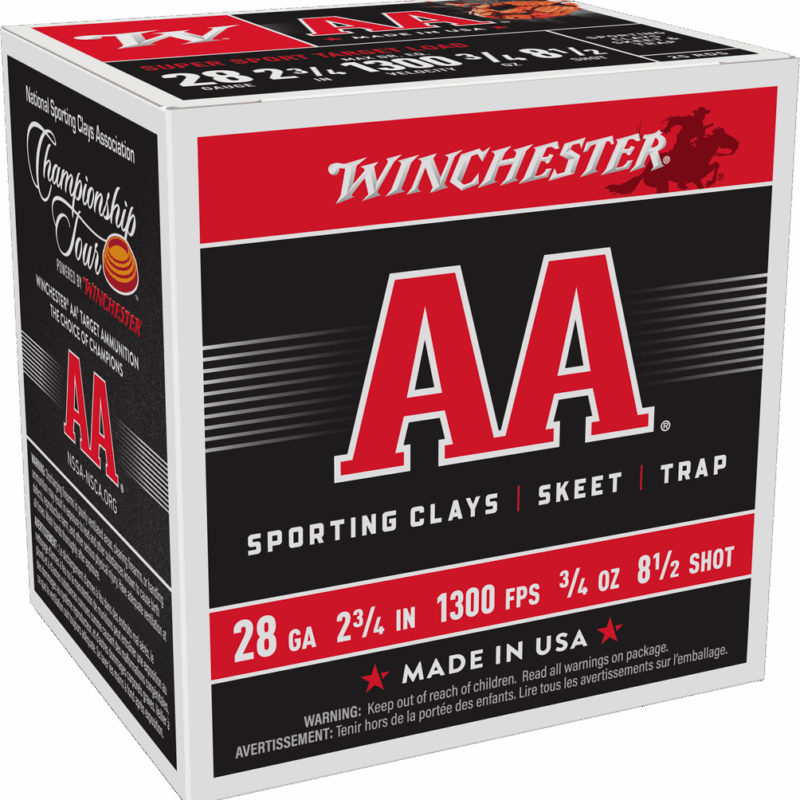 WINCHESTER 28 GA 2-3/4" #8.5 AA SUPER SPORT SC 3/4 OZ 25 RD/BX 10 BX/CS
