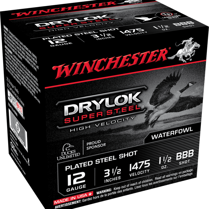 WINCHESTER 12 GA 3-1/2" BB DRYLOK STEEL HV 1-1/2 OZ 25 RD/BX 10 BX/CS