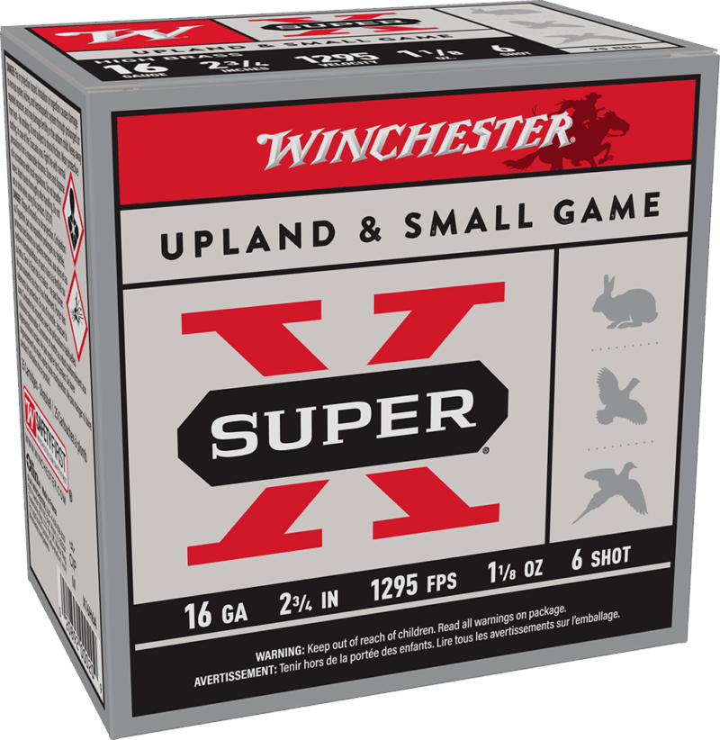 WINCHESTER 16 GA 2-3/4" #6 SUPER-X UPLAND HB 1-1/8 OZ 25 RD/BX 10 BX/CS