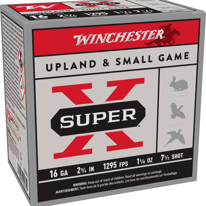 WINCHESTER 16 GA 2-3/4" #7.5 SUPER-X UPLAND HB 1-1/8 OZ 25 RD/BX 10 BX/CS