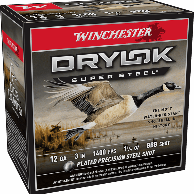 WINCHESTER 12 GA 3" BBB DRYLOK STEEL MAGNUM 1-1/4 OZ 25 RD/BX 10 BX/CS