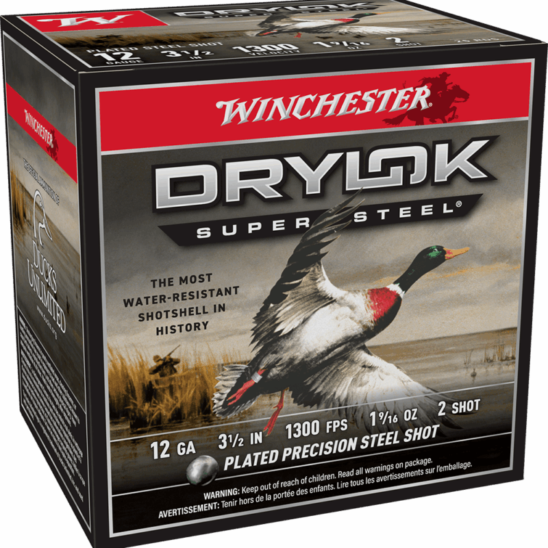 WINCHESTER 12 GA 3-1/2" #2 DRYLOK STEEL MAGNUM 1-9/16 OZ 25 RD/BX 10 BX/CS