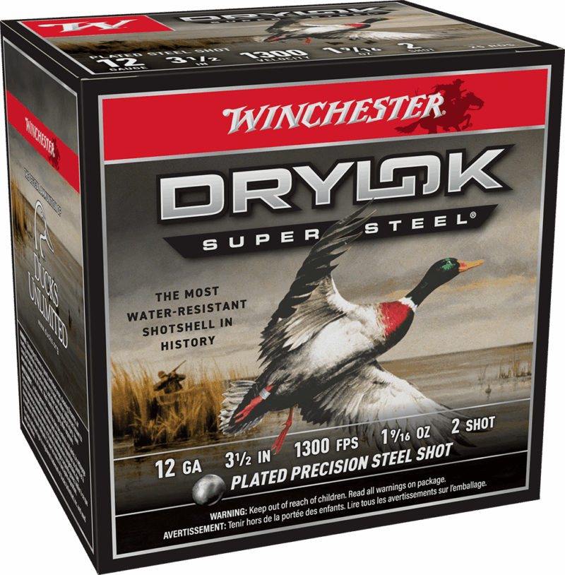 WINCHESTER 12 GA 3-1/2" #2 DRYLOK STEEL MAGNUM 1-9/16 OZ 25 RD/BX 10 BX/CS