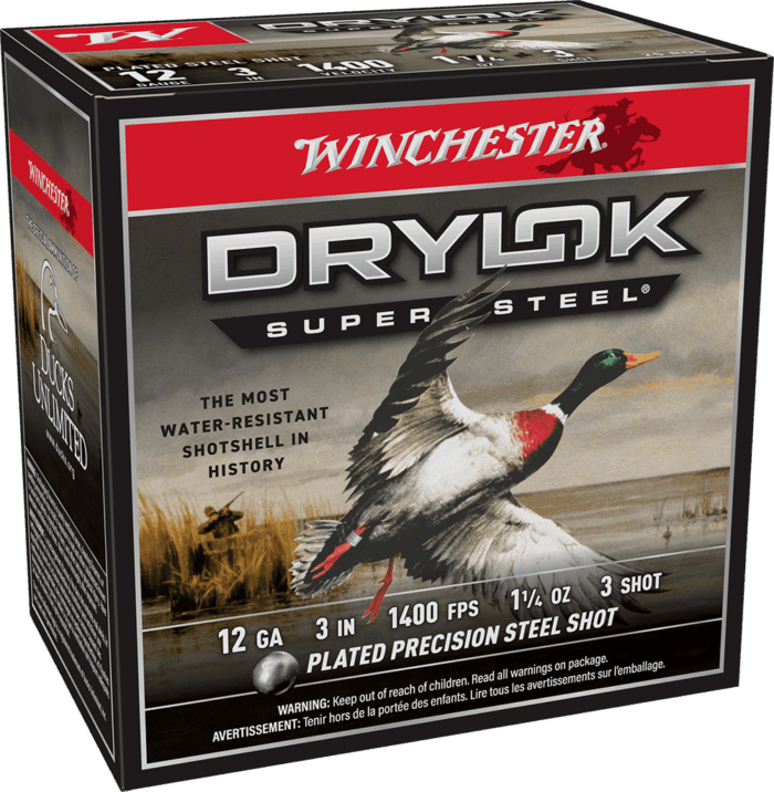 WINCHESTER 12 GA 3" #3 DRYLOK STEEL MAGNUM 1-1/4 OZ 25 RD/BX 10 BX/CS