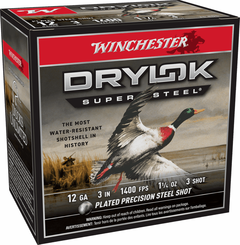 WINCHESTER 12 GA 3" #3 DRYLOK STEEL MAGNUM 1-1/4 OZ 25 RD/BX 10 BX/CS