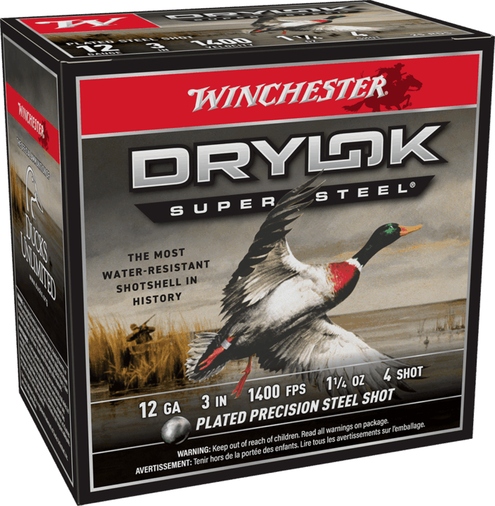 WINCHESTER 12 GA 3" #4 DRYLOK STEEL MAGNUM 1-1/4 OZ 25 RD/BX 10 BX/CS