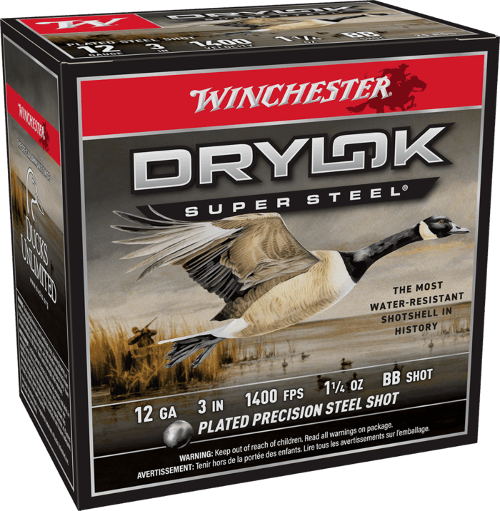 WINCHESTER 12 GA 3" BB DRYLOK STEEL MAGNUM 1-1/4 OZ 25 RD/BX 10 BX/CS