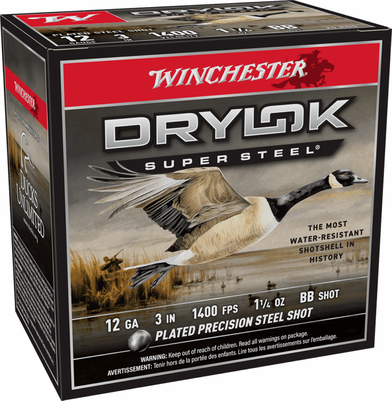 WINCHESTER 12 GA 3" BB DRYLOK STEEL MAGNUM 1-1/4 OZ 25 RD/BX 10 BX/CS