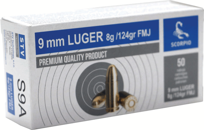 STV Technology 9mm 124 Grain Boxer Primed Full Metal Jacket Brass Case 50 Round Box - Image 2