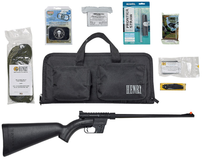 Henry H002BSGB U.S. Survival Pack AR-7 22 LR Caliber with 8+1 Capacity, 16.13" Barrel, Black Metal Finish & Black Synthetic Stock Right Hand (Full Size) Includes Gear