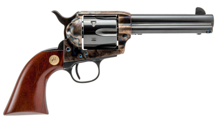 Cimarron MP410 Model P  45 Colt (Long Colt) 6 Shot 4.75" Blued Stainless Steel Barrel, Blued Cylinder, Color Case Hardened Steel Frame, Walnut Grip, Exposed Hammer