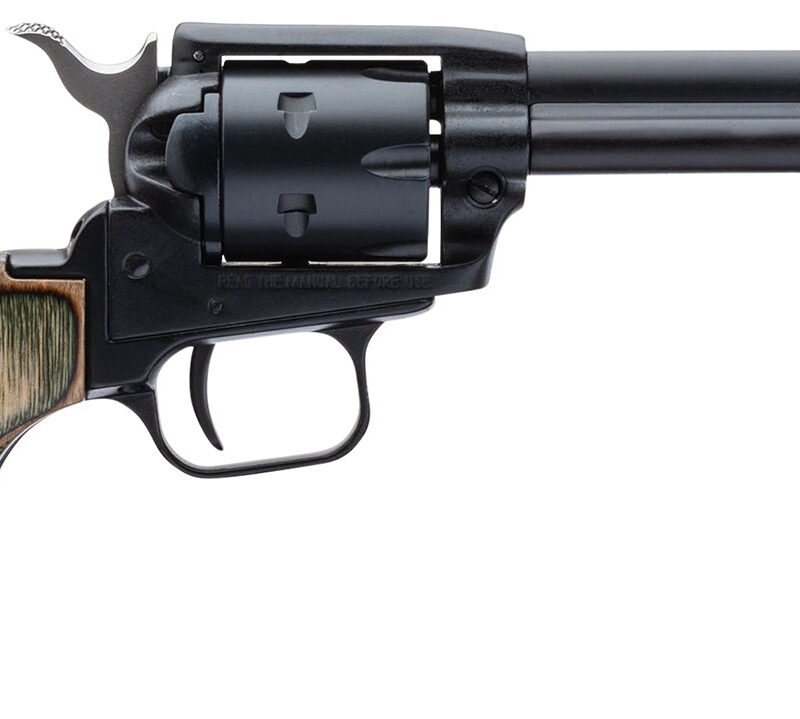 Heritage Mfg RR22CH4 Rough Rider  22 LR 6 Shot, 4.75" Black Oxide Steel Barrel, Simulated Case Hardened Zinc Alloy Frame, Black Oxide Cylinder, Camo Laminate Grip, Manual Safety, Exposed Hammer