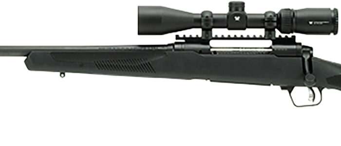 Savage Arms 57317 110 Apex Hunter XP 223 Rem 4+1 20" Matte Black Sporter Barrel, Drilled & Tapped Carbon Steel Receiver, Adj LOP Matte Black Synthetic Stock, Left Hand, Vortex Crossfire II 3-9x40mm
