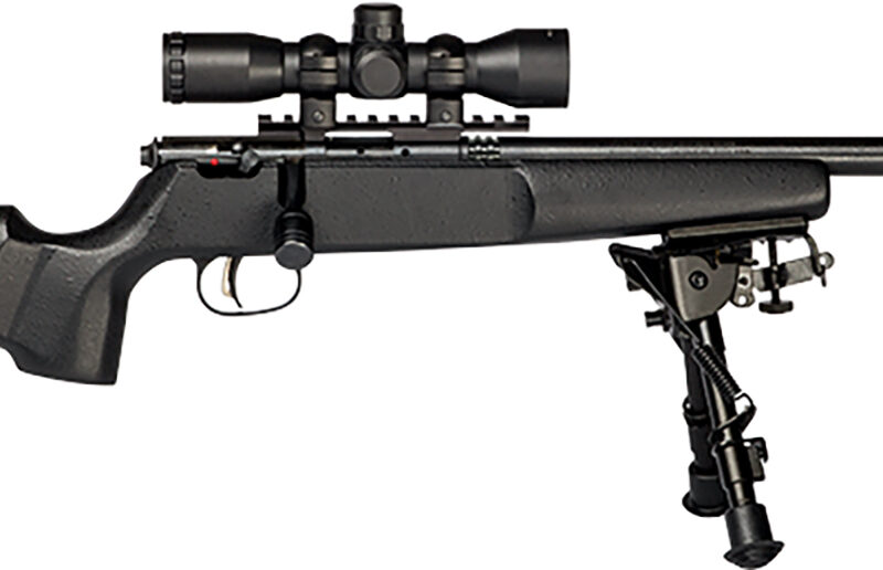 Savage Arms 13824 Rascal Target XP Youth 22 LR 1rd 16.12" Barrel, Matte Blued Metal Finish, Matte Black Synthetic Stock Includes 4x32mm Scope & Bipod