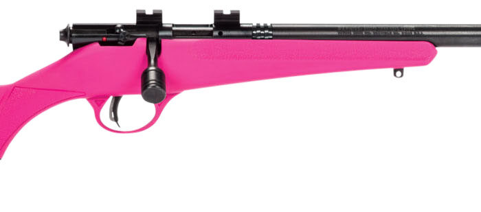 Savage Arms 13835 Rascal FLV-SR Youth 22 LR 1rd 16.12" Matte Blued Heavy Barrel, Matte Blued Carbon Steel Receiver, Pink Synthetic Stock, Right Hand