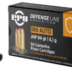 PPU PPD380A Defense 380ACP 94gr Jacketed Hollow Point 50 Per Box/20 Case 1 105914