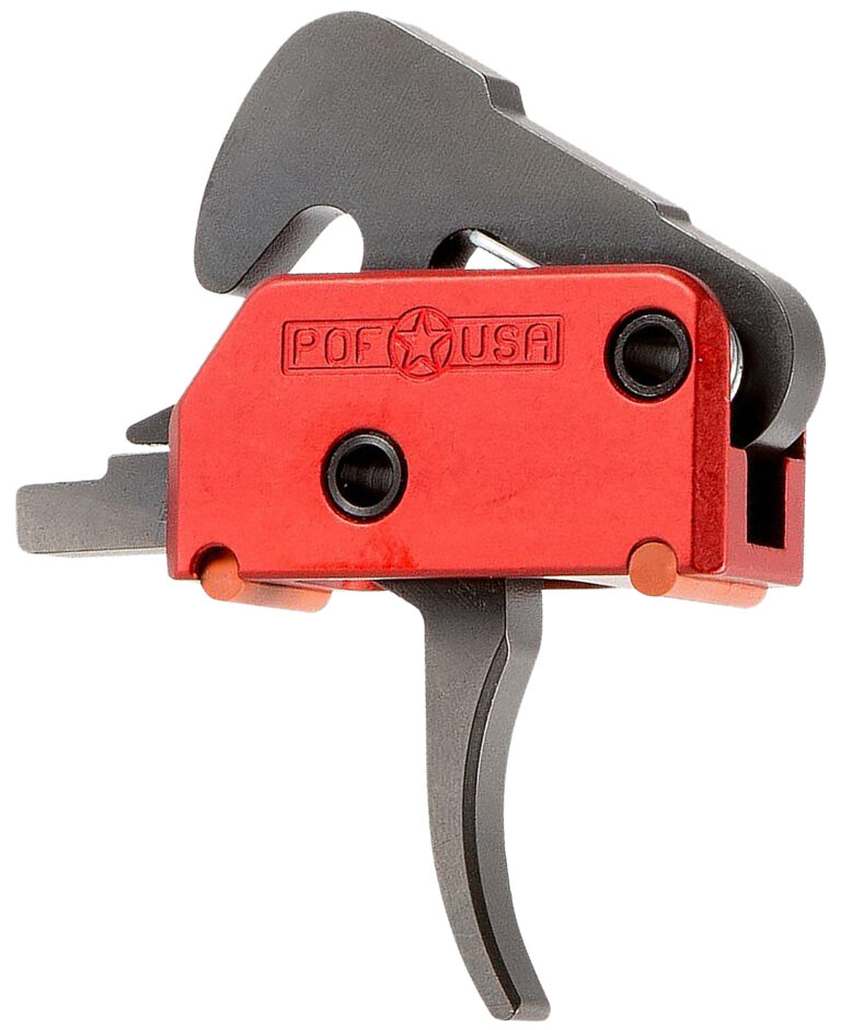 Patriot Ordnance Factory 01509 Drop-In  Two-Stage Curved Trigger with 4.50 lbs Draw Weight & Black/Red Finish for AR-Platform