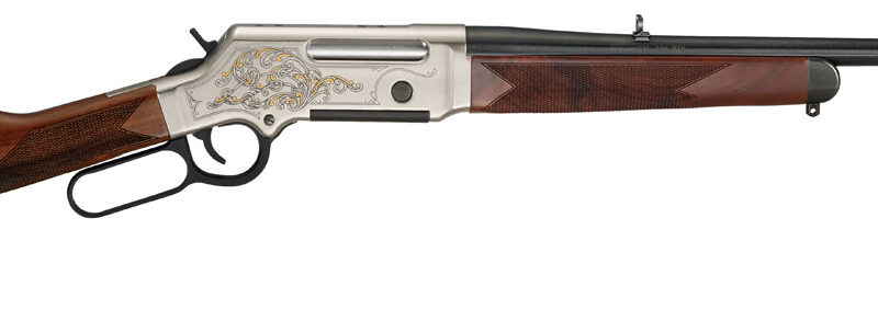 Henry H014D223 Long Ranger Deluxe Full Size 223 Rem/5.56x45mm NATO 5+1 20" Blued Steel Barrel, Engraved Nickel-Plated w/24K Gold Inlay Steel Receiver, American Walnut Stock Right Hand