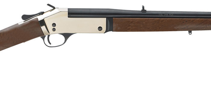 Henry H015B357 Single Shot  38 Special or 357 Mag Caliber with 1rd Capacity, 22" Blued Barrel, Polished Brass Metal Finish & American Walnut Stock, Right Hand (Full Size)
