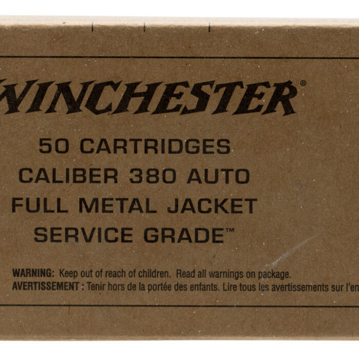 Winchester Ammo SG380W Service Grade  380ACP 95gr Full Metal Jacket Flat Nose 50 Per Box/10 Case